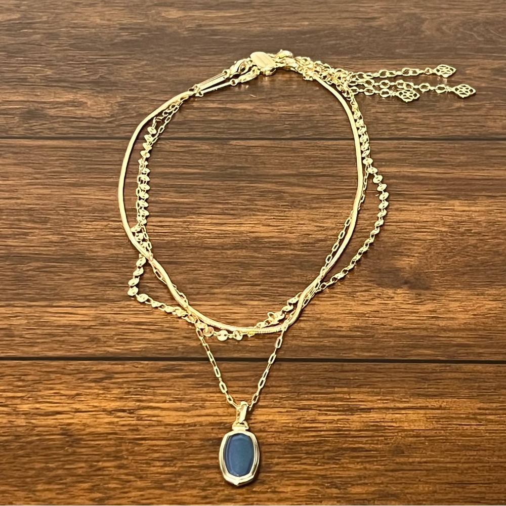 Kendra Scott-Dani necklace-marine blue stone-triple strand style-Great gift